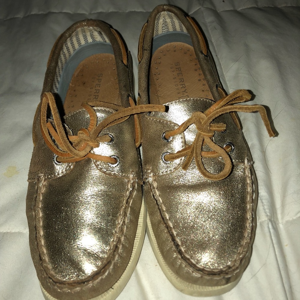 Sperry A/O platinum boat shoes